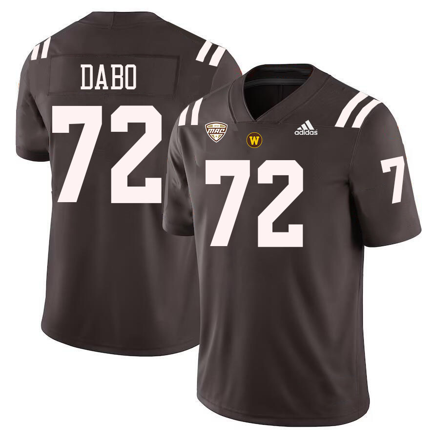 #72 Gavin Dabo Western Michigan Broncos College Football Jerseys Stitched-Brown